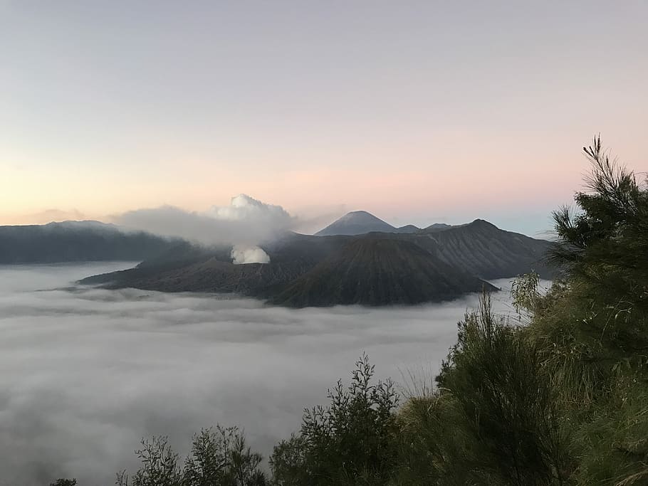 sortida del sol a bromo, marró, volcà, fotografia de paisatge, vulcano, cloudscape, muntanya, serenitat, arbre, ennuvolat, cresta de muntanya, natura de muntanya, paisatge, indonèsia, muntar bromo, sortida del sol, bromo, bellesa a la natura, cel, escenics - natura, tranquil·litat, escena tranquil·la, cap gent, boira, escena no urbana, planta, naturalesa, idíl·lic, geologia, terra, a l'aire lliure, medi ambient, cràter volcànic, cim de muntanya, 4K