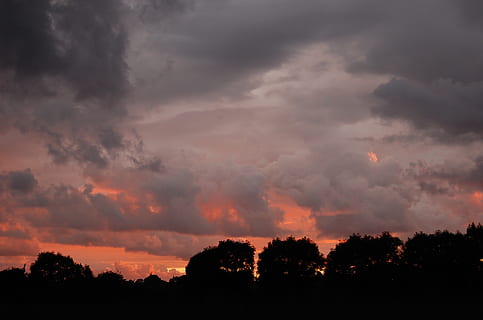 tramonto, himmel, nube, nuvola - cielo, cielo, silhouette, albero, bellezza nella natura, pianta, scenics - natura, la tranquillità, nessuno, natura, scena tranquilla, tempesta, ambiente, cielo drammatico, scena non urbana, colore arancione, paesaggio, nuvola temporalesca, all'aperto, buio, infausto, 1080P, CC0, dominio pubblico, privo di copyright