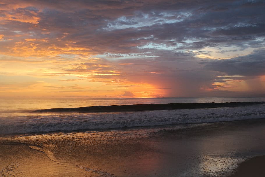 Oceano, playa puesta de sol, noche, cielo, mar, puesta de sol, agua, paisajes - naturaleza, nube - cielo, belleza en la naturaleza, tierra, playa, horizonte sobre el agua, horizonte, cielo dramático, tranquilidad, naturaleza, ambiente, escena tranquila, ola, movimiento, nadie, al aire libre, marea baja, 5K