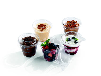 cinco, pasteles de sabores variados, tazas, yogur, postre, mesa, comida, frescura, Fruta, comida y bebida, Fondo blanco, foto de estudio, comida dulce, dulce, vaso, adentro, fruta de baya, listo para comer, indulgencia, nadie, naturaleza muerta, equipo doméstico, separar, tentación, 2K, CC0, dominio público, libre de derechos