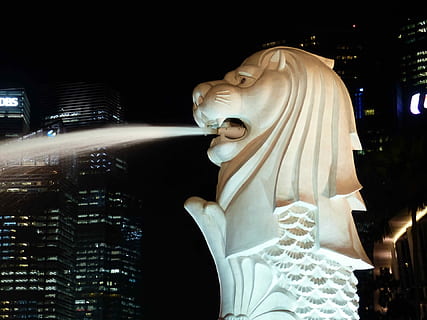 merlion singapore, Merlion, Singapur, noapte, statuie, loc faimos, scenă urbană, arhitectură, oraș, oameni, doar adulți, doar femei, adult, doi oameni, tânăr adult, sculptură, reprezentare umană, exteriorul clădirii, reprezentare, construită, artă și sculptură, clădire, asemănarea feminină, iluminat, creativitate, asemănarea bărbaților, ambarcațiune, nici o persoana, în aer liber, natură, vedere unghiulară joasă, exteriorul clădirii de birouri, înger, 1080P, CC0, domeniu public, fără drepturi de autor