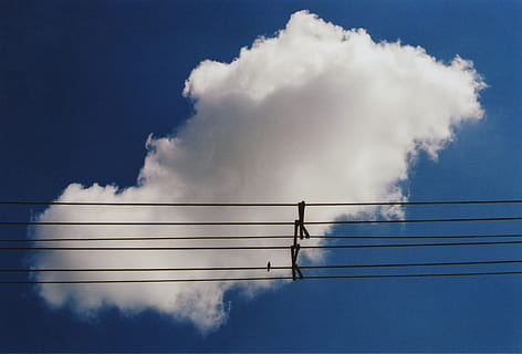 cloud, wire, sky, blue, cable, technology, network, internet, connection, power, nature, industry, data, computer, bird, silhouette, light, electricity, cloud - sky, fuel and power generation, power line, power supply, day, low angle view, no people, pollution, outdoors, environmental issues, smoke - physical structure, air pollution, telephone line, 5K, CC0, public domain, royalty free