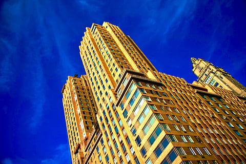 niedrig, Winkel Foto, Beton, Struktur, kleiner Winkel, Foto, die Architektur, Wolkenkratzer, Gebäudehülle, Blau, gebaute Struktur, Himmel, Vereinigte Staaten von Amerika, städtische Szene, Bürogebäude, Stadt, draußen, keine Leute, New York City, Innenstadt, modern, Fenster, Flachwinkelansicht, Gebäude, Bürogebäude außen, große Höhe, Natur, Büro, Tag, Turm, wolke - himmel, Sonnenlicht, Finanzviertel, 4K, CC0, gemeinfrei, lizenzfrei
