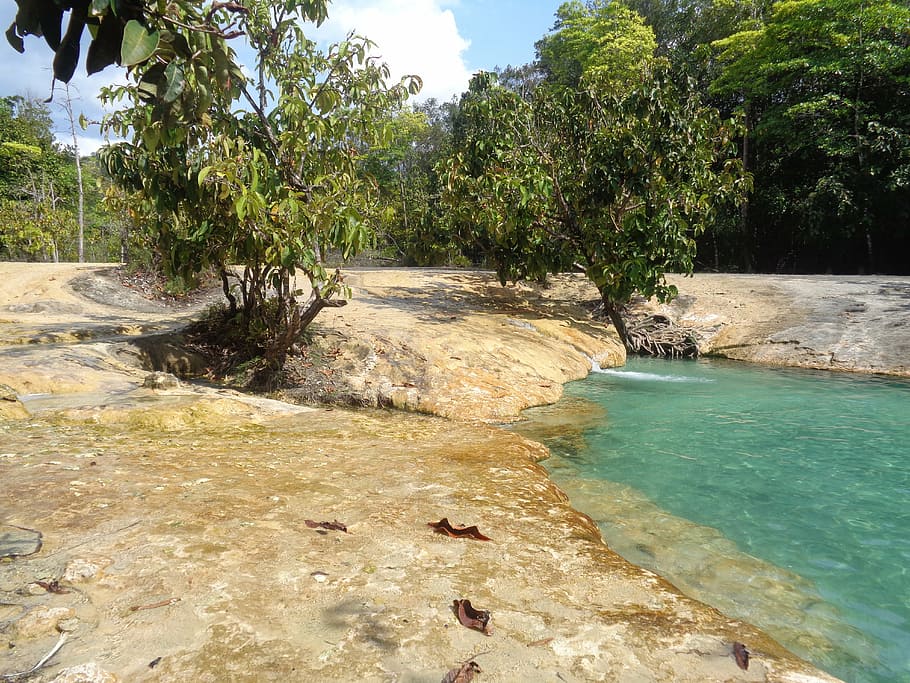 piscina de maragda, piscina, cel, verd, bosc, aigua, tropical, viatjar, naturalesa, vacances, nedar, arbre, paisatge, festa, turisme, relaxa't, blau, estiu, maragda, paradís, assolellat, dia, krabi, Tailàndia, natural, sol, planta, bellesa a la natura, escenics - natura, creixement, tranquil·litat, rock, escena tranquil·la, llum solar, rock - object, escena no urbana, sòlid, cap gent, terra, color verd, a l'aire lliure, aigua que flueix, color turquesa, 5K