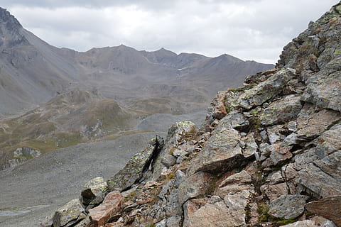 mountains, view, sky, alpine, nature, south tyrol, landscape, mountain nature, hike, platform, slope, summit, austria, mountain landscape, hiking, mountain, rock, scenics - nature, beauty in nature, rock - object, solid, cloud - sky, mountain range, tranquility, tranquil scene, non-urban scene, day, rock formation, no people, geology, environment, physical geography, outdoors, formation, arid climate, climate, eroded, 5K, CC0, public domain, royalty free
