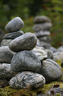 gray stone balancing, stack, stones, rocks, balance, zen, spa, nature, pebbles, tranquil, natural, meditation, therapy, harmony, stability, simplicity, calm, peaceful, wellness, bamboo, pile, stone - Object, rock - Object, pebble, zen-like, tranquil Scene, stone Material, outdoors, solid, rock, stone, no people, focus on foreground, day, land, tranquility, close-up, textured, beauty in nature, large group of objects, 5K, CC0, public domain, royalty free