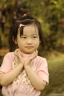children fun, commodities beans, tender, innocence, childhood, one person, cute, child, portrait, girls, women, looking at camera, females, front view, waist up, casual clothing, real people, focus on foreground, day, hair, hairstyle, outdoors, bangs, contemplation, 1080P, CC0, public domain, royalty free