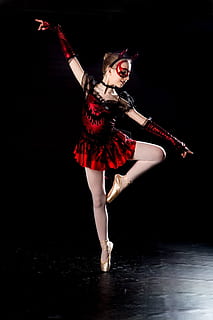 girl, wearing, black, red, dress dancing ballet, Ballet, Devil, Dance, Background, devil, dance, black background, costume, dancer, retiré, mask, stage, ballerina, only women, one woman only, adult, adults only, young adult, dancing, women, one person, young women, indoors, beautiful woman, full length, arts culture and entertainment, beauty, clothing, performance, fashion, portrait, nightlife, skill, human arm, dark, arms raised, 1080P, CC0, public domain, royalty free