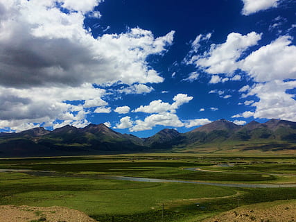 Wolke, Tibet, Himmel, Landschaft, Berg, Himmel, Landschaft, szenen, Natur, wolke - himmel, Gebirge, Szenen - Natur, ruhige Szene, Umgebung, Schönheit in der Natur, Ruhe, Land, keine Leute, Nicht-städtische Szene, Feld, Tag, grüne Farbe, Gras, idyllisch, Pflanze, 2K, CC0, gemeinfrei, lizenzfrei