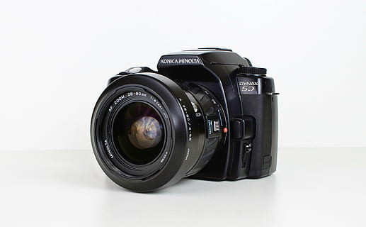 telecamera, Konica, Minolta, vecchia macchina fotografica, fotocamera, fotografia, luce del flash, digitale, Camera digitale, dynax 5 giorni, vecchio, foto, temi fotografici, macchina fotografica - attrezzatura fotografica, obiettivo - strumento ottico, singolo oggetto, industria elettronica, colore nero, tecnologia, sfondo bianco, nessuno, industria cinematografica, attrezzatura fotografica, lente - occhio, girato in studio, moderno, in casa, ritagliare, fotocamera reflex, attrezzatura, copia spazio, pulito, videocamera domestica, 4K, CC0, dominio pubblico, privo di copyright