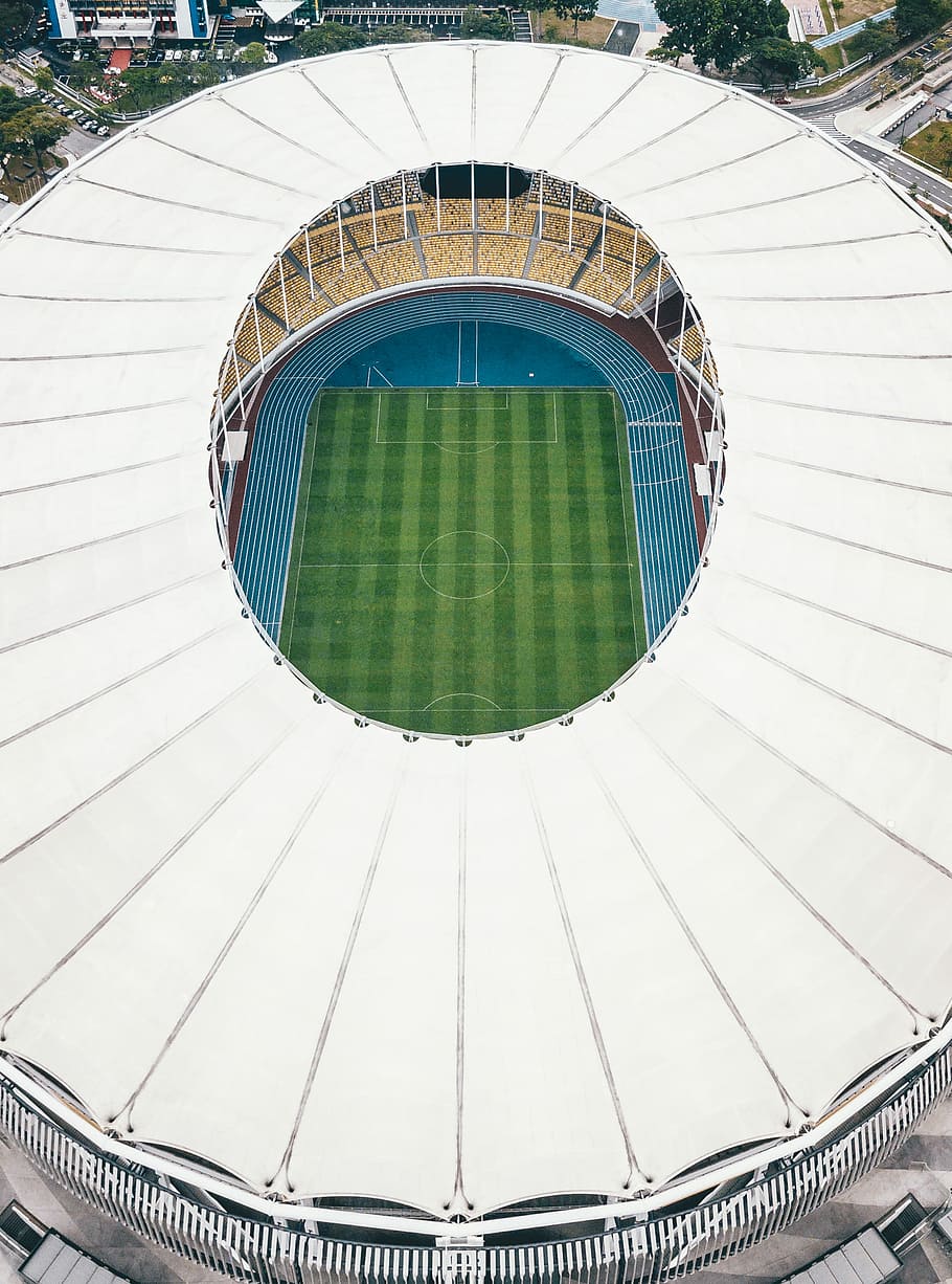 aérien, la photographie, stade de football, terrain de football, jour, champ, foule, Piste, modèle, stade, structure construite, architecture, journée, sport, personne, extérieur du bâtiment, forme, couleur verte, Forme géométrique, cercle, faible angle de vue, en plein air, couleur blanche, conception, la nature, basket-ball - sport, lumière du soleil, 1080P