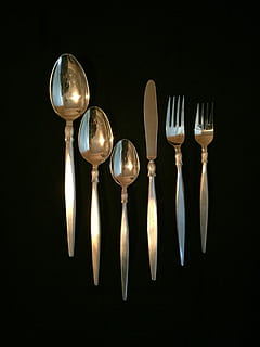 flatware, placat cu aur, cadru, masa de seara, linguriţă, furculiţă, ustensile de bucatarie, mănâncă ustensile, argintărie, argint - metal, echipamente de uz casnic, studio shot, în interior, Fundal negru, metal, natură moartă, grup de obiecte, nici o persoana, argintiu colorat, variație, cuțitul de masă, cuţit, alegere, lucios, masa, oţel, aliaj, faianță, 2K, CC0, domeniu public, fără drepturi de autor