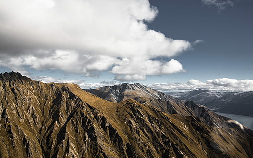 braun, Bergketten, Weiß, Wolken, felsig, Berg, wolkig, Himmel, Wolke, Rau, Rock, Gras, Antenne, Textur, Cliff, Foto, Fotografie, Kanon, Schnee, See, Ozean, Landschaft, Abenteuer, Reise, Neuseeland, Flug, wolke - himmel, Umgebung, Szenen - Natur, Schönheit in der Natur, Gebirge, kalte Temperatur, Winter, Natur, Tag, keine Leute, Reiseziele, Land, draußen, schneebedeckter Berg, Nicht-städtische Szene, Gipfel, dramatische Landschaft, Bergrücken, 5K, CC0, gemeinfrei, lizenzfrei