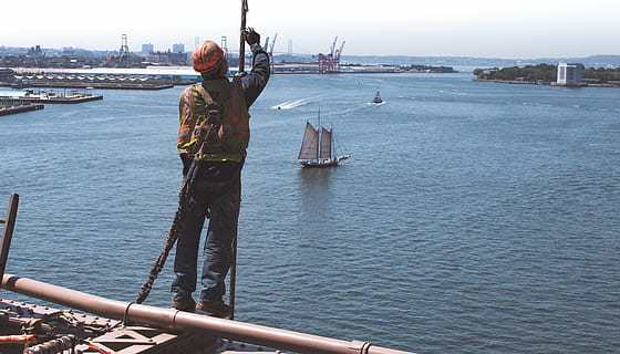 man, wearing, hard, hat, building, body, water, photo, working, holding, cable, construction, worker, guy, people, bridge, industrial, boats, real people, one person, nautical vessel, standing, outdoors, river, day, full length, men, transportation, sea, nature, mode of transportation, sky, adult, occupation, fishing, fisherman, fishing industry, 4K, CC0, public domain, royalty free