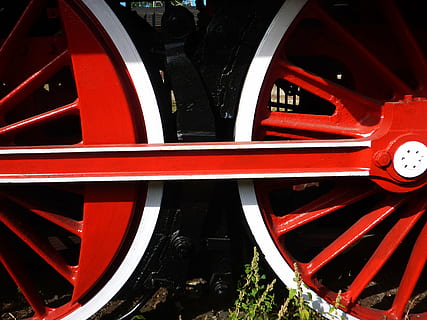 Räder, stehlen, Zug, Rad, Transport, rot, Landfahrzeug, Nahansicht, keine Leute, Transportmittel, Schienenverkehr, Spur, Tag, Lokomotive, Bahngleis, draußen, Maschinen, öffentliche Verkehrsmittel, Dampflokomotive, Reise, Metall, 4K, CC0, gemeinfrei, lizenzfrei