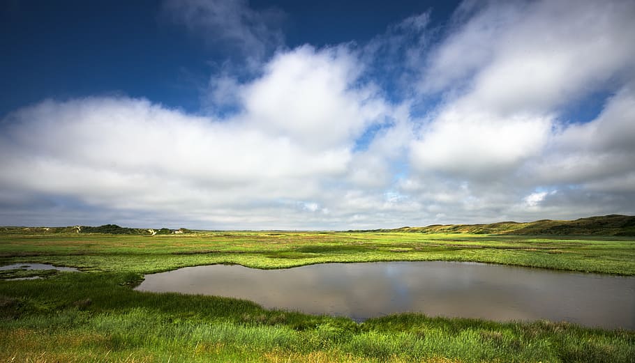 de slufter, texel, núvols, Països Baixos, naturalesa, dunes, estiu, cel, festa, atmosfèric, Holanda, herba, escena tranquil·la, tranquil·litat, bellesa a la natura, escenics, camp, paisatge, cap gent, medi ambient, núvol - cel, aigua, escenics - natura, llac, planta, color verd, reflexió, escena no urbana, muntanya, a l'aire lliure, semiàrid, paisatge dramàtic, 5K