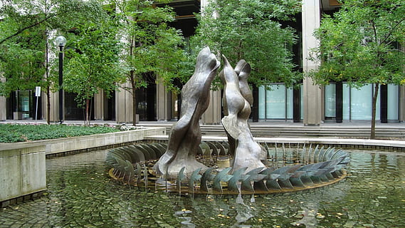 artă, statui, bronz, dans, sculptură, plantă, artă și sculptură, copac, statuie, reprezentare, apă, arhitectură, natură, creştere, reprezentare umană, zi, lac, creativitate, Fântână, parc, construită, malul mării, nici o persoana, în aer liber, pulverizare, 1080P, CC0, domeniu public, fără drepturi de autor