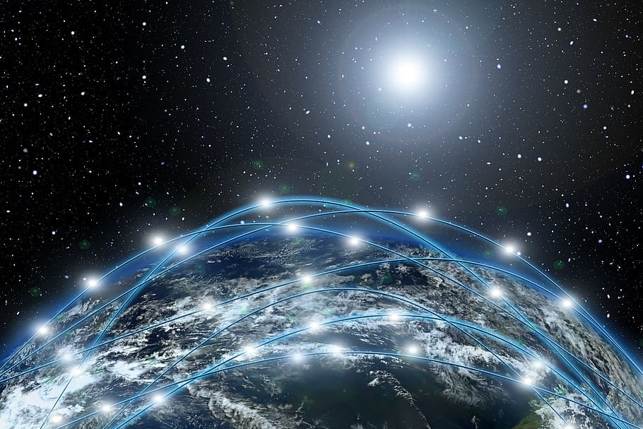il lustració del món, xarxa, astronomia, planeta, espai, galàxia, un viatge de descoberta, univers, fons, futurista, nit, estrella - espai, il·luminat, cel, naturalesa, cap gent, brillant, ciència, a l'aire lliure, llum - fenomen natural, estrella, camp estel·lar, exposició llarga, planeta - espai, bellesa a la natura, lluna, vista d’angle baix, Via Làctea, espai i astronomia, 5K