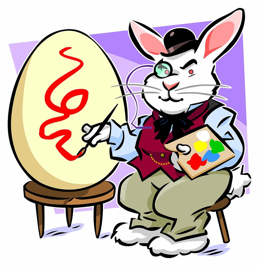 conill, Pasqua, artista, primavera, dibuixos animats, colorit, orelles, conill de Pasqua, il·lustració, alegre, mamífer, emoció, gent, a l'interior, mà humana, part del cos humà, mascotes, mà, nacional, animals domèstics, vertebrats, celebració, gos, tristesa, felí, 2K