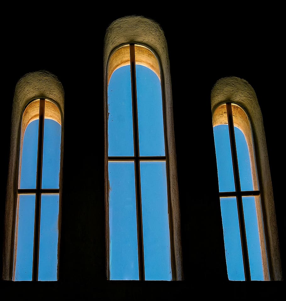 finestra, blau, cel, arquitectura, llum, vidre, ombra, fosc, infern, Grècia, illa de karpathos, creu de la finestra, daurat, Església, arc, vidre - material, cap gent, vista d’angle baix, a l'interior, estructura construïda, dia, edifici, naturalesa, transparent, cel clar, el passat, primer pla, història, marc de finestra, 1080P