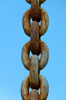 húr, ég, láncolt, szimbólum, oxid, linkek, fém, nem ember, kék, lánc, közelkép, erő, rozsdás, kapcsolat, tiszta ég, nap, szabadban, természet, Biztonság, stúdió felvétel, függő, csendélet, minta, régi, kék háttér, 4K, CC0, közkincs, jogdíjmentes