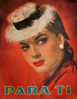 rivista, casa, viso, vecchio, pittura, rosso, arte, donne, bella, signora, adulto, solo adulti, ritratto, una persona, solo donne, colpo alla testa, giovane adulto, in casa, guardando la fotocamera, giovani donne, vista frontale, avvicinamento, bellezza, Natale, stili di vita, cappello, trucco, sfondo colorato, bella donna, cappello di pelliccia, acconciatura, 4K, CC0, dominio pubblico, privo di copyright