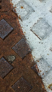 ferro, ferrugem, textura, pintura, o quadro, desenhando, cor, branco, ninguém, dia, oxidado, visão de alto ângulo, texturizado, origens, estrada, rude, transporte, ao ar livre, natureza, diretamente acima, sólido, quadro completo, Castanho, fechar-se, padronizar, intemperizado, rua, concreto, 4K, CC0, domínio público, royalty free