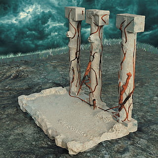 ruines, de colonne, antique, pierre, architecture, bâtiment, romain, temple, podium, la nature, personne, terre, eau, journée, solide, en plein air, Roche, rock - objet, vieux, bois - matériau, métal, nuage - ciel, ciel, plage, mer, plante, fermer, arbre, 2K, CC0, domaine public, libre de droits