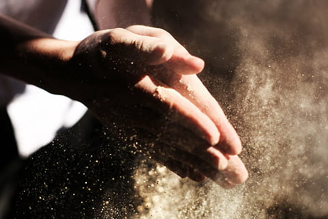 macro photography, person, hands, clapping, dust, flour, bakery, craftsman, particles, light, work, handcraft, human Hand, close-up, people, water, hand, human body part, one person, wet, indoors, adult, nature, focus on foreground, motion, activity, cleaning, dirty, dirt, dusting, rubbing, finger, 5K, CC0, public domain, royalty free
