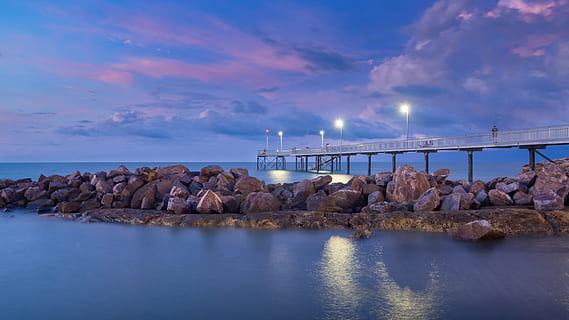 skała w pobliżu przystani, zachód słońca, par, tropikalny, Darwin, Australia, ocean, Wędkarstwo, woda, niebo, morze, chmura - niebo, skała, solidny, rock - obiekt, piękno natury, nabrzeże, zbudowana struktura, scenics - natura, Natura, architektura, żadnych ludzi, spokojna scena, spokój, oświetlony, idylliczny, na dworze, falochron, 4K, CC0, domena publiczna, darmowe zdjęcia
