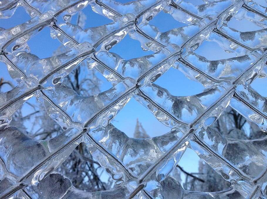 hegn, mesh, tråd, is, Frosset, vinter, kold temperatur, mønster, fuld ramme, baggrunde, tæt på, ingen mennesker, glas - materiale, design, indendørs, form, glas, gennemsigtig, krystal, natur, iskrystal, sne, sølvfarvet, 2K