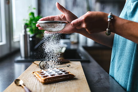 breakfast waffles, fresh, raspberries, powdered, sugar, Breakfast, waffles, fresh raspberries, powdered sugar, fruit, morning, healthy, bakary, eat, tasty, cooking, delicious, dessert, raspberry, baked, powder, human Hand, one Person, men, domestic Kitchen, people, indoors, preparing Food, food, close-up, chef, human body part, food and drink, motion, hand, adult, midsection, holding, freshness, focus on foreground, preparation, day, table, domestic room, wood - material, tray, 2K