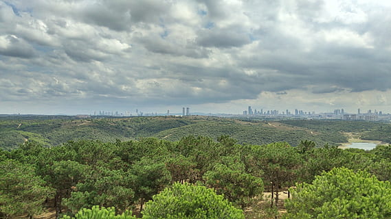 cielo, nube, tacchino, nuvole, Pino, ambiente, paesaggio, nuvola - cielo, albero, pianta, natura, terra, questioni sociali, architettura, bellezza nella natura, città, problemi ambientali, nessuno, scenics - natura, esterno dell'edificio, all'aperto, inquinamento, nebbia, inquinamento dell'aria, smog, 5K, CC0, dominio pubblico, privo di copyright