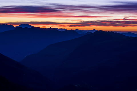 mountain ranges, orange, sky, sunset, mountains during sunset, silhouette, photo, mountains, golden hour, mountain, sunrise, cloud, nature, mountain Peak, mountain Range, landscape, scenics, outdoors, beauty In Nature, sunrise - Dawn, cloud - Sky, dawn, blue, hill, sunlight, snow, dusk, dramatic sky, scenics - nature, tranquil scene, tranquility, environment, idyllic, non-urban scene, majestic, no people, sun, dramatic landscape, mountain ridge, 5K, CC0, public domain, royalty free