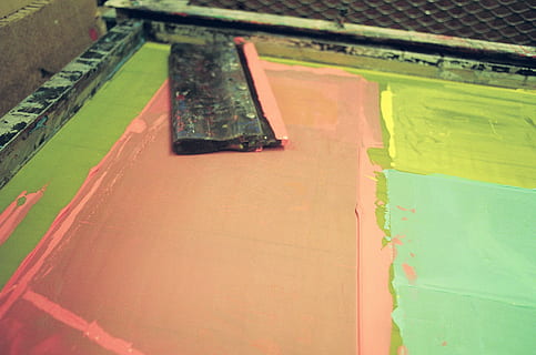 screen print, industry, green color, paint, no people, architecture, built structure, close-up, wood - material, day, old, building exterior, wall - building feature, outdoors, multi colored, metal, water, high angle view, weathered, creativity, nature, 2K, CC0, public domain, royalty free