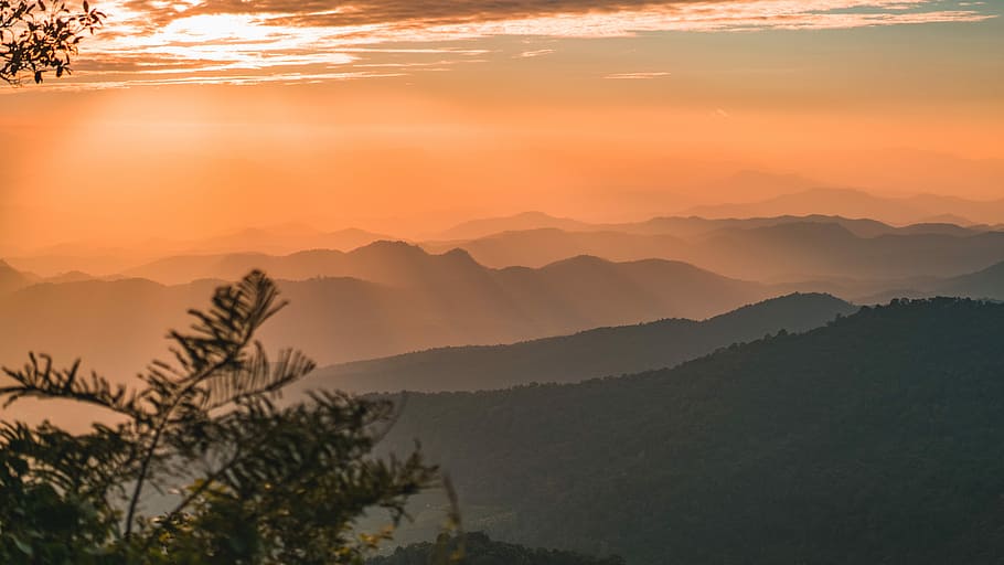 scenario del sorgere del sole, paesaggio, foto, montagna, tramonto, catena montuosa, sole, raggio, cielo, collina, albero, natura, strato, nube, foschia, dissolvenza, crepuscolo, Tailandia, scenics - natura, bellezza nella natura, ambiente, nuvola - cielo, nebbia, pianta, la tranquillità, scena tranquilla, mattina, terra, picco di montagna, all'aperto, nessuno, Pino, 4K