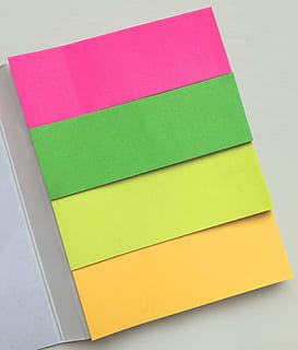 four, assorted-color, sticky, notes, postit, note, available, desktop, office, memory, remember, school, adhesive note, yellow, multi colored, reminder, paper, indoors, no people, studio shot, note pad, close-up, white background, copy space, cut out, communication, business, green color, variation, blank, message, 2K, CC0, public domain, royalty free