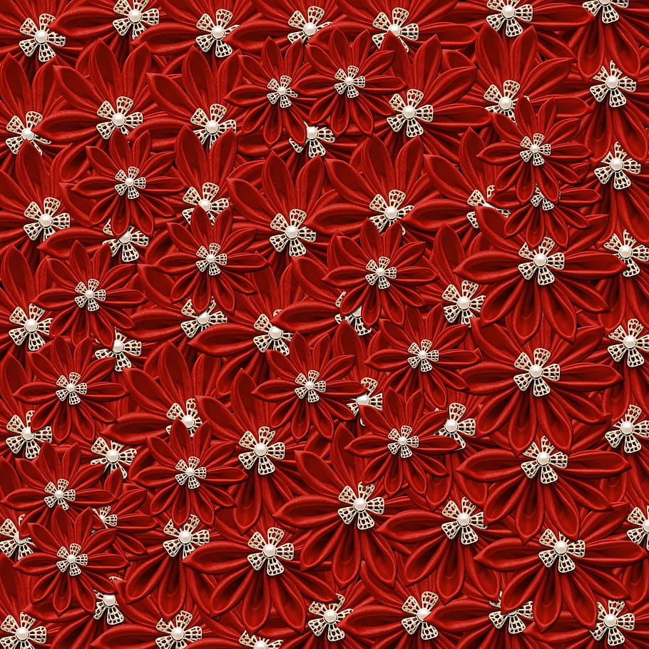 primer pla, vermell, blanc, decoració de flors, patró, textura, fons, disseny, colors de fons, raó, parcel · la, color, marc complet, cap gent, repetició, en fila, vista d’angle alt, gran grup d'objectes, marró, decoració, a l'interior, costat a costat, flor, dia, natura morta, motiu floral, 2K