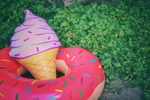 Rosa, Donut-Pool, schweben, Krapfen, Schwimmbad, pinke Farbe, Lebensmittel, Kindheit, Tag, Kind, eine Person, draußen, menschliches Körperteil, High Angle View, Pflanze, Darstellung, Natur, Gras, Land, grüne Farbe, Spielzeug, menschliche Darstellung, Kunst und Handwerk, Wachstum, Feld, Nahansicht, Blumenmuster, 1080P, CC0, gemeinfrei, lizenzfrei