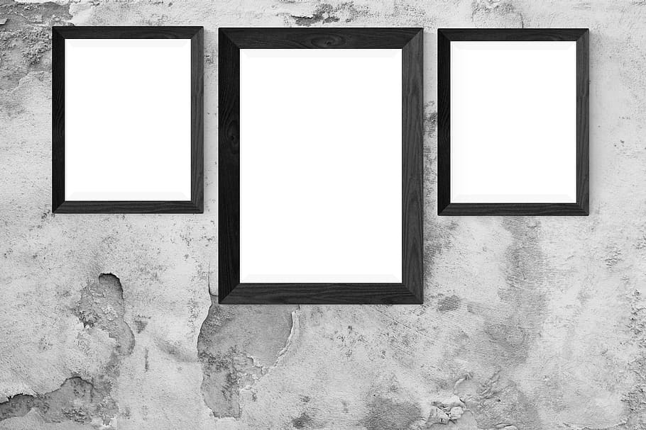 tres, rectangular, marcs de fotos, gris, paviment, pòster, paret, maqueta, interior, marc, burla, galeria, tela, realista, funció de construcció de parets, en blanc, còpia espai, arquitectura, cap gent, art i artesania, exposició, a l'interior, creativitat, museu, Color blanc, Museu d'Art, buit, estructura construïda, rectangle, pintures, pintura, forma, 5K