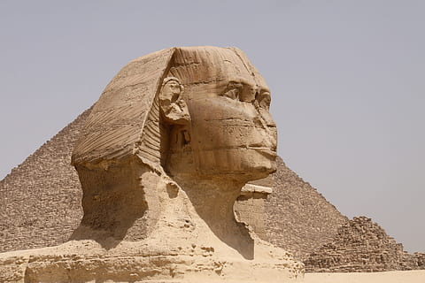 harika, sfenks, giza, piramit, Mısır, seyahat yerleri, Tarihçe, geçmiş, eski uygarlık, gökyüzü, seyahat, eski, heykel, mimari, doğa, insansız, Sanat ve zanaat, çöl, insan temsili, arazi, açık hava, katı, zanaat, arkeoloji, iklim, Antik Tarih, 2K, CC0, kamu malı, telif ücretsiz