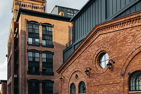 loft aparts, -, architecture, city, Loft, Architecture of the city, Lodz, Poland, bricks, old, buildings, town, windows, urban, factory, Revitalized, łódź, historic, industrial, building Exterior, window, built Structure, brick, architecture And Buildings, urban Scene, house, facade, arch, outdoors, low angle view, building, day, no people, residential district, nature, sky, brown, lighting equipment, sunlight, brick wall, street, 5K