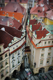 Prag, Miniatur, Modell-, Gebäudehülle, gebaute Struktur, die Architektur, Stadt, Gebäude, Wohngegend, Dach, High Angle View, zufällige Menschen, draußen, Tag, Haus, Straße, Natur, Kraftfahrzeug, Transportmittel, Stadt, Dorf, Auto, 5K, CC0, gemeinfrei, lizenzfrei