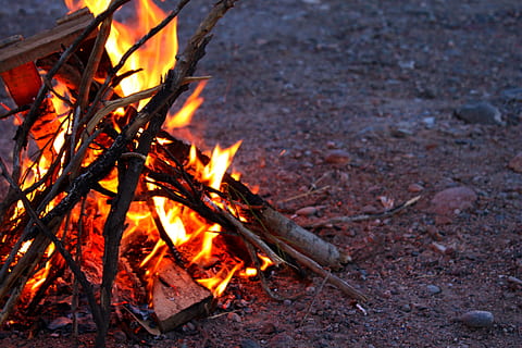 vicino, falò, fuoco, fiamme, fiamma, combustione, palo, luce del fuoco, calore, bruciare, campeggio, calore - temperatura, ardente, fuoco - fenomeno naturale, natura, legno - materiale, fuoco di bivacco, raggiante, nessuno, legna da ardere, legna, ceppo, all'aperto, colore arancione, movimento, vista dall'alto, concentrarsi sulle conoscenze acquisite, 4K, CC0, dominio pubblico, privo di copyright
