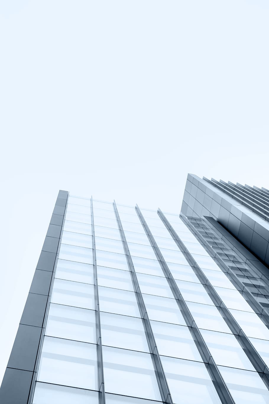 fotografía de bajo ángulo, vaso, alto, edificio de subida, luz del sol, construcción de paneles de vidrio, ángulo bajo, fotografía, edificio alto, reflexión, arquitectura, edificio, fachada, cielo, rascacielos, edificio de oficinas, ventana, negocio, moderno, material de vidrio, estructura construida, azul, exterior del edificio, escena urbana, futurista, industria de construccion, torre, distrito centro, acero, edificio de oficinas exterior, vista de ángulo bajo, cielo limpio, altura maxima, nadie, copia espacio, día, ciudad, oficina, naturaleza, al aire libre, directamente debajo, 5K