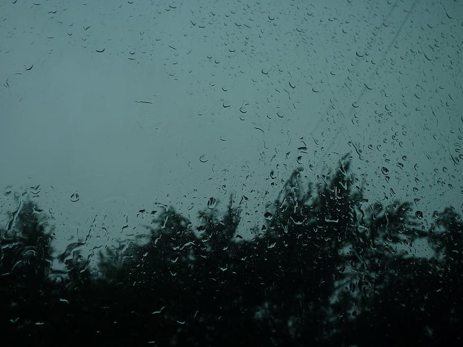 pluja, núvols, parcialment ennuvolat, arbres, fosc, aigua, finestra, cap gent, naturalesa, vidre - material, tirar, humit, transparent, marc complet, a l'aire lliure, vidre, dia, bellesa a la natura, fons, hivern, gota de pluja, temporada de pluges, 4K