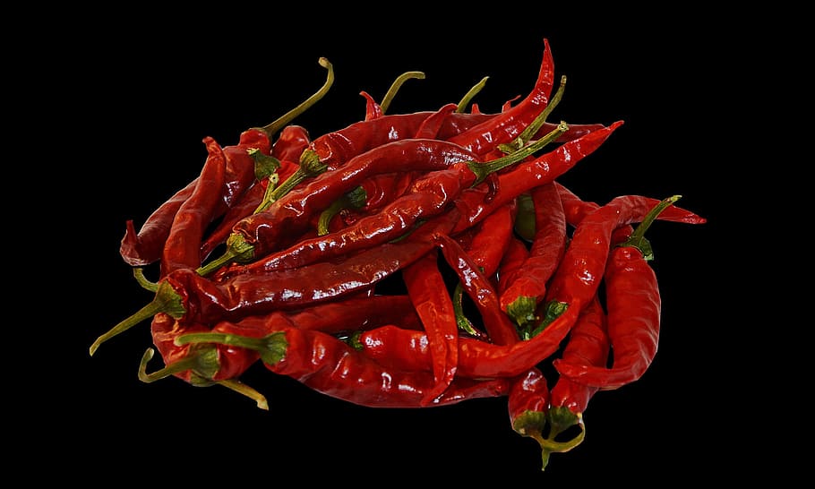 Peperoni, rot, Scharf, bunt, Frische, Essen und Trinken, Lebensmittel, Studioaufnahme, schwarzer Hintergrund, drinnen, Meeresfrüchte, Krebs, Nahansicht, keine Leute, Chili-Pfeffer, Tier, Wohlbefinden, würzen, Tierthemen, Pfeffer, Klaue, Tierwelt, Stillleben, 1080P