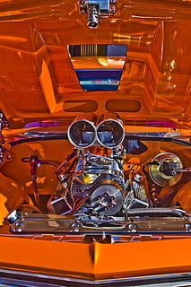 krom motorbåd, orange, bil, kromfarvede, grå, køretøjsmotor, tæt på, Foto, bilmotor, sæt, motor, chevy, krom, land køretøj, samlerens bil, vintage bil, skinnende, retro stylet, transportmidler, sportsvogn, gammeldags, klassisk, ingen mennesker, forlygte, teknologi, rød, futuristisk, indendørs, maskineri, transportform, metal, stilleben, udstyr, motor køretøj, kunstkultur og underholdning, orange farve, maskindel, bord, studio skud, kontrollere, 4K, CC0, offentligt domæne, royaltyfrie