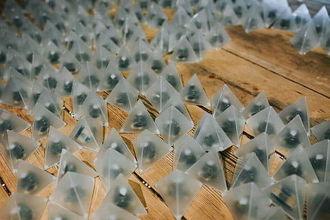 little, triangle lights, wooden, floor, Little triangle, lights on, wooden floor, lamp, light, triangle, large group of objects, no people, full frame, indoors, backgrounds, close-up, abundance, selective focus, high angle view, pattern, still life, day, repetition, wood - material, table, in a row, focus on foreground, food, design, star shape, sweet food, food and drink, temptation, 5K, CC0, public domain, royalty free