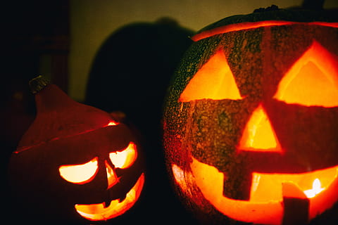 halloween pumpkin lanterns, Halloween pumpkin, lanterns, objects, halloween, pumpkin, autumn, horror, smiling, holiday, spooky, carving - Craft Product, night, orange Color, october, lantern, decoration, glowing, fun, dark, jack O' Lantern, evil, celebration, human Face, season, backgrounds, symbol, fear, illuminated, art and craft, creativity, food, close-up, food and drink, face, anthropomorphic face, craft, anthropomorphic, no people, representation, 4K, CC0, public domain, royalty free